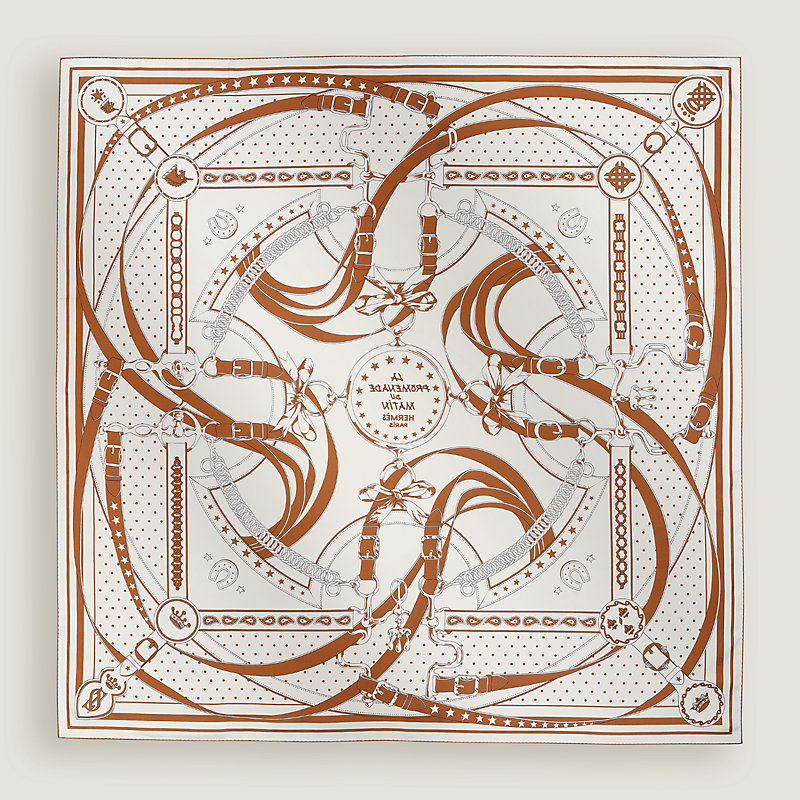 ★人気★【HERMES】カシシル 140 La Promenade du Matin Bandana Hermès Hermès La Promenade Du Matin Bandana 140 Cashmere And